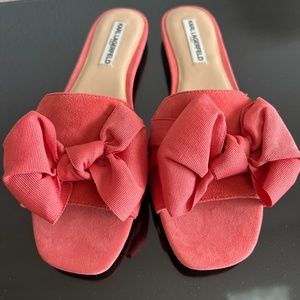 Karl Lagerfeld Paris - Rosie Sandal - ribbon bow - coral Size11